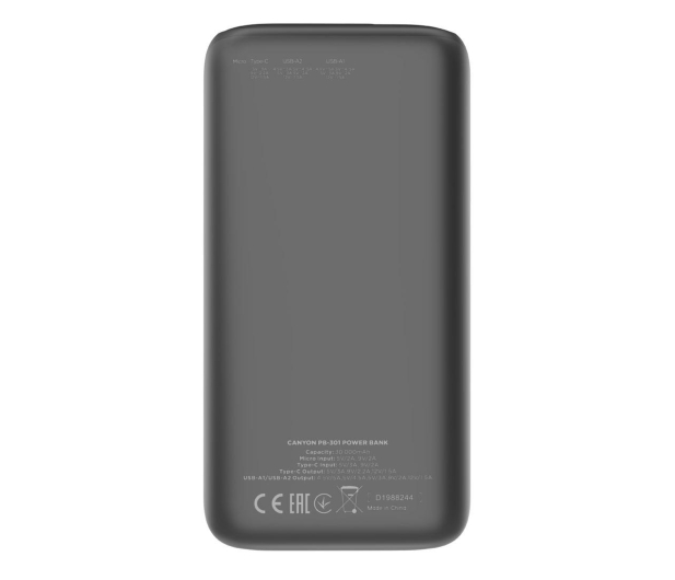 CANYON PB-301 LED 30000 mAh PD 20W QC 3.0 Czarny - 1261514 - zdjęcie 3